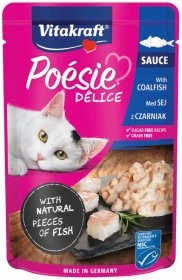 Konservuotas kačių ėdalas VITAKRAFT POESIE DELICE, su ledjūrio menke, maišelyje, 85g