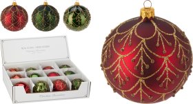 Eglutės žaisliukas, stiklas, 3 skirtingos sp., skersmuo 8 cm