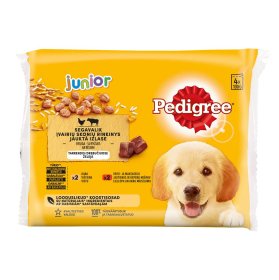 Šunų ėdalas PEDIGREE, šuniukams  su vištiena ir  jautienos ir kepenų mišiniu, konservuotas, 4x100g