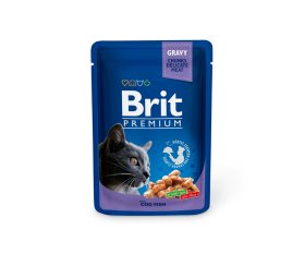 Konservuotas kačių ėdalas BRIT Premium, suaugusioms katėms, su menke, 100g