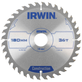 Medžio pjovimo diskas su kietmetaliu IRWIN, 180 mm x 36 T
