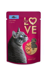 Konservuotas kačių ėdalas MY LOVE, žuvis su padažu, 85g