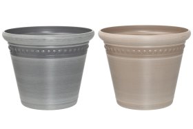 Plastikinis lauko vazonas 4Living Pearl, rudos sp., 40 x 40 x 32,5 cm.