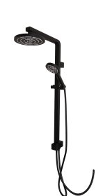 Dušo komplektas RIDDER TULUM, Komplekt.: rankinis dušas, dušo žarna 150cm, lietaus dušo galva, dušo stovas, juodos spl., 09179110