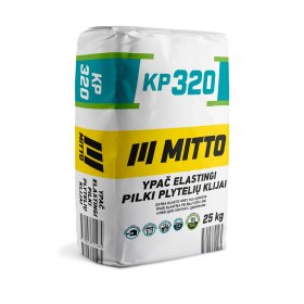 Plytelių klijai MITTO KP320, ypač elastingi, pilka spalva, 25 kg