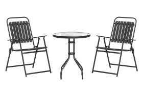 Lauko baldų komplektas 4LIVING Eila, komplektą sudaro 2 kėdės ir stalas, pilkos sp.