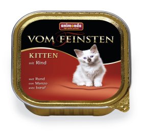 Konservuotas kačių ėdalas VOM FEINSTEN, su jautiena, konservai jaunoms katėms 100g
