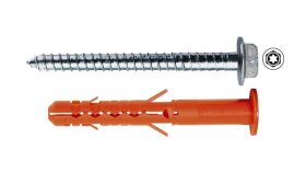 Nailoninis kaištis MUNGO, MBRK-STB 10 x 80 mm, su praplatintu kakleliu ir įsukamu sraigtu, 50 vnt.