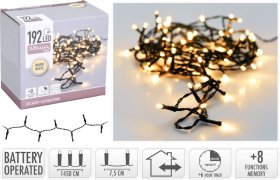 LED girlianda, 192 LED lempučių, šiltai baltos sp., ilgis 15 m, IP44