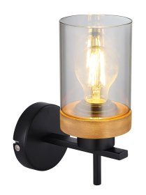 Sieninis šviestuvas GLOBO Finca, E27, 1 x 40W, 230V, dūmų spalvos stiklas, 100 x 235 x 165 mm