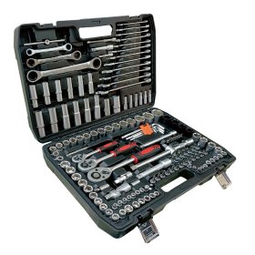 Įrankių rinkinys TRIMAX, komplekte 1/2", 3/8", 1/4'' terkšliniai veržliarakčiai ir galvutės, 151 vnt.