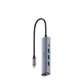 USB Šakotuvas CUDY UH605, USB-C į 3xUSB-A, 1xUSB-C, 1xRJ45