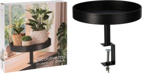 Prisukamas stalo padėklas, juodos sp., metalinis, skersmuo 28 cm