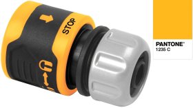 Greita jungtis žarnai HERVIN GARDEN+ HG-24304-01, tinka Ø13 mm (1/2") žarnoms, su vožtuvu, saugus užfiksavimo mechanizmas, metalinis dangtelis