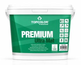 Vandeniniai vidaus dažai TOPCOLOR Premium Mat, 3 l, balti, matiniai, ypatingai atsparūs plovimui, sienoms ir luboms