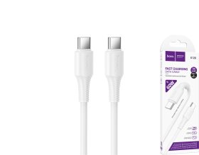 Įkrovimo laidas HOCO 120, Type C - Type C, palaikomas įkrovimas iki 60W, laido ilgis 1m, baltos sp.