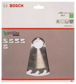 Medienos pjovimo diskas BOSCH Optiline Wood, 190 x 30 x 2,0 mm, 24