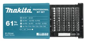 Sukimo antgalių komplektas MAKITA , 61 vnt.(5.5; 6.5; PH1; PH2; PH3; PZ0; PZ1; PZ2, PZ3, T10; T15; T20; T25; T30; T40