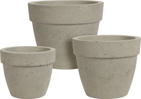Lauko vazonas, pilkos sp., 26 x 26 x 22 cm.