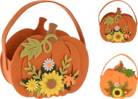 Krepšelis su rankena Moliūgas, 20 cm, iš veltinio, 2 skirtingų sp.