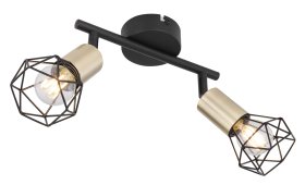 Kryptinis šviestuvas GLOBO Xara I, E14, 2 x 40W, 230V, metalinis, matinės juodos, sendinto žalvario sp., 80 x 200 x 220 mm, 54802S-2AB