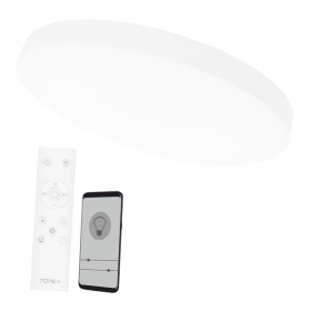 Plafoninis šviestuvas TOPE BOSTON, LED 2 x 48W, 3000-6500K, 230V, 8563 lm Max, 60 cm skersmuo, baltos spalvos