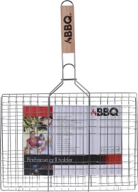 Kepimo grotelės BBQ, medinė rankena, 34 x24 x 48 cm.