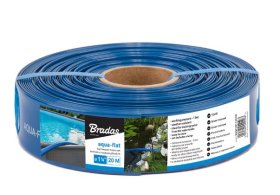 Plokščia žarna BRADAS Aqua-Flat PE/EVA, vandens pumpavimui, 1 1/4"- 10m, mėlyna spalva, komplekte žarnos užspaud.