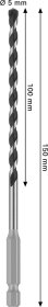 Universalus grąžtas BOSCH PRO, šešiakampiu kotu, 5 x 100 x 150 mm