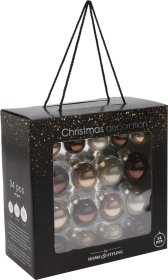 Eglutės žaisliukų rinkinys, 34 vnt., rudos sp., skersmuo 4, 5 ir 6 cm