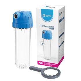 Vandens filtro korpusas USTM WFW34 Emi, 10"x 3/4", žalv.sriegis, su nuorinimu