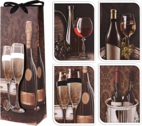 Dovanų maišelis buteliui, 4 skirtingi dizainai