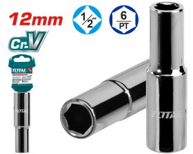 Šešiakampė prailginta galvutė TOTAL, 1/2", 50BV30, 12 mm, ilgis 76 mm, THTST12123L