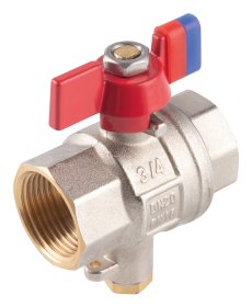 Pilno pralaidumo rutulinis ventilis FERRO Power, trumpa rankena, vidus-vidus, 1/2 " su M10 × 1 jungtimi temperatūros jutikliui, KFPMT1, KFPMT1