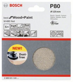 Šlifavimo tinklelis BOSCH M 480, 125 mm, G80, 5 vnt.