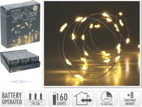 LED girlianda, 160 lempučių, šiltos baltos sp., ilgis 8 m, IP44