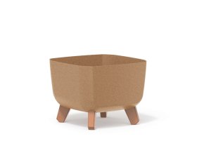 Plastikinis kambarinis vazonas GRACIA SQUARE ECO WOOD, kvadrato formos ant kojelių, rudos sp., vazono skersmuo 24 cm.