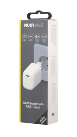 Telefono įkroviklis MUSTHAVZ, USB-C Power Delivery įkroviklis, 20W, baltos sp., MHHEADPD20WWHT