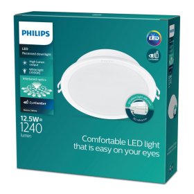 Montuojamas šviestuvas panelė PHILIPS Meson, įleidžiama, LED 12,5 W, 3000 K, 1240 lm, apvali, baltos sp., 140 mm skersmens