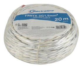 Instaliacinis tekstilinis kabelis ELECTRALINE Frrtx, 3x1.5 mm, baltos sp., 20 m
