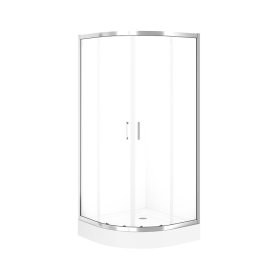 Dušo kabina CERSANIT BRASCO, 90 x 90 x 190 cm, pusapvalė, be padėklo, skaidrus 5 mm stiklas, chromo blizgus profilis, S168-002