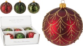 Eglutės žaisliukas, stiklas, 3 skirtingos sp., skersmuo 10 cm