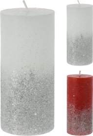 Žvakė su sidabro spalvos blizgučiais, 2 spalvos, 5 x 11 cm
