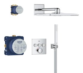 Potinkinė dušo sistema GROHE PRECISION SMARTCONTROL, su termostatu, Vitalio SmartActive Cube 310mm lietaus galva ir Vitalio Joy Cube dušeliu, chromo spalva, 34875000