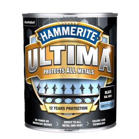 Antikoroziniai dažai HAMMERITE Ultima, 0,7 l, juodos sp., blizgūs
