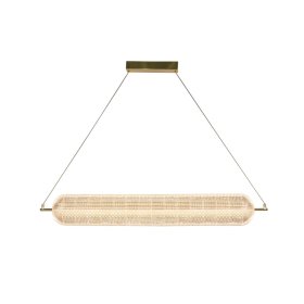 Pakabinamas LED šviestuvas SEARCHLIGHT Capsule, 42,5W, 230V, 3000K, 5711lm, satininis varis, metalas ir akrilas, dimeriuojamas, 1080 x 150 x 150 mm, maksimalus aukštis 1500mm, 28800SB
