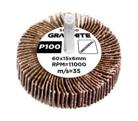 Žiedlapinis šlifavimo cilindras GRAPHITE, 60 x 15 x 6 mm, P100