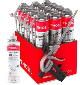 Universalios sandarinimo putos PENOSIL EasyGun All Season, 12 vnt. x 750 ml + putų valiklis Cleaner 929 + putų pistoletas C1