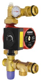 Grindinio šildymo pamaišymo modulis FERRO GM1F-40GPA, su 3-eigiu termostatiniu vožtuvu ir siurbliu 25-4-130, GM1F-40GPA