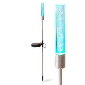 Lauko šviestuvas SUNLUX SA219, LED diodai: 1 LED x 0.06W; Elementai: 1.2V, 200mAH; Švietimo spalva: RGB; Korpusas:Metalinis/Stiklinis; Dydis: ø20x670mm